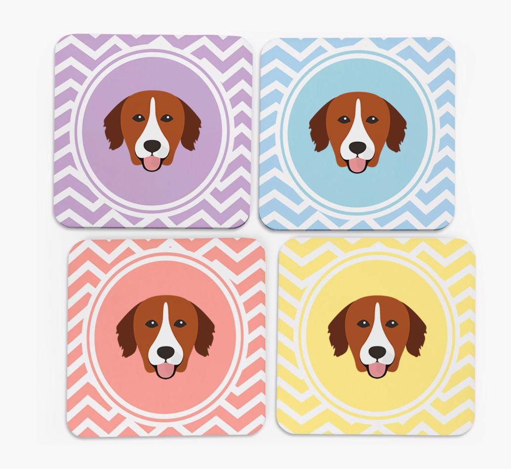 Zig Zag Design with {breedFullName} Icon Coasters - Set of 4