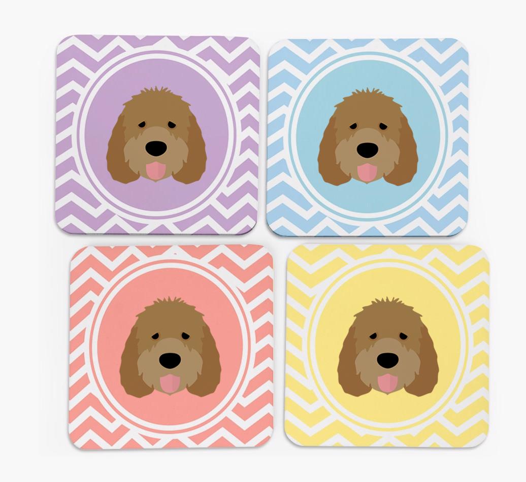 Zig Zag Design with {breedFullName} Icon Coasters - Set of 4