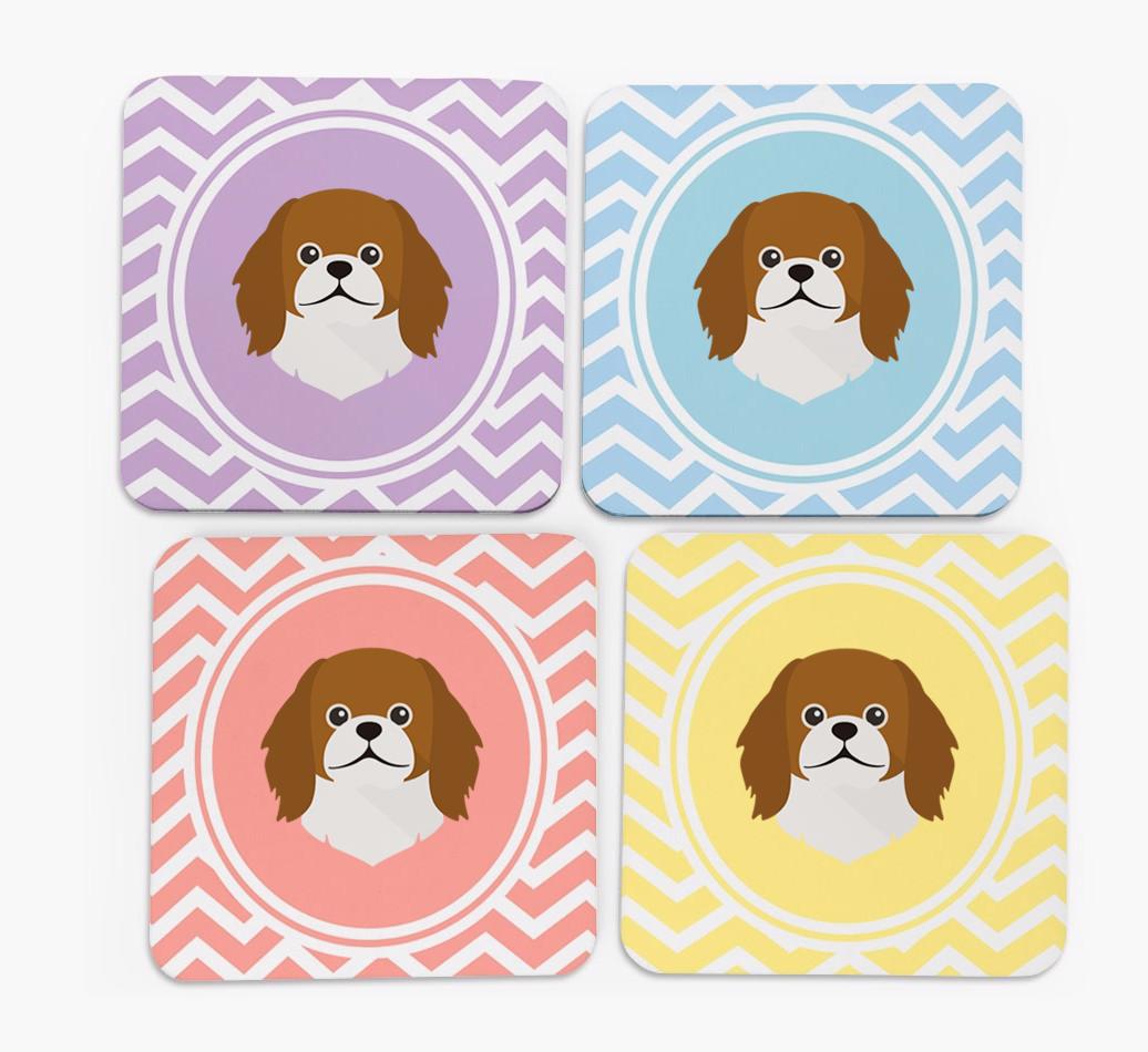 Zig Zag Design with {breedFullName} Icon Coasters - Set of 4