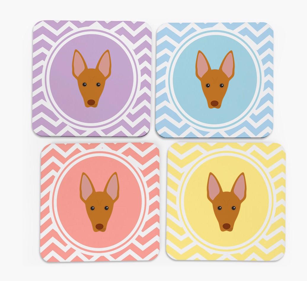 Zig Zag Design with {breedFullName} Icon Coasters - Set of 4