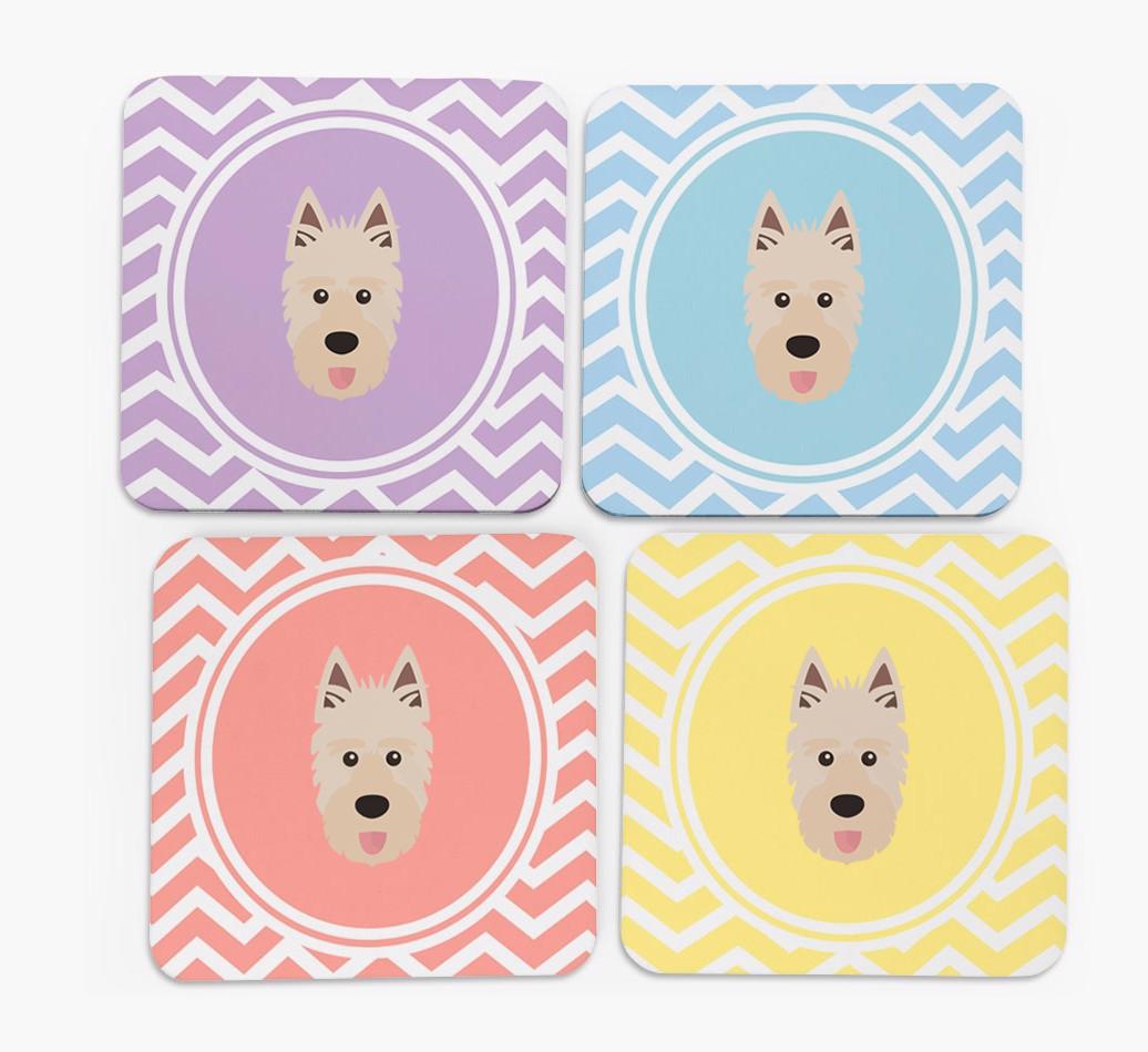 Zig Zag Design with {breedFullName} Icon Coasters - Set of 4