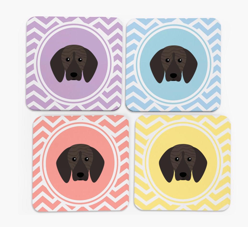 Zig Zag Design with {breedFullName} Icon Coasters - Set of 4