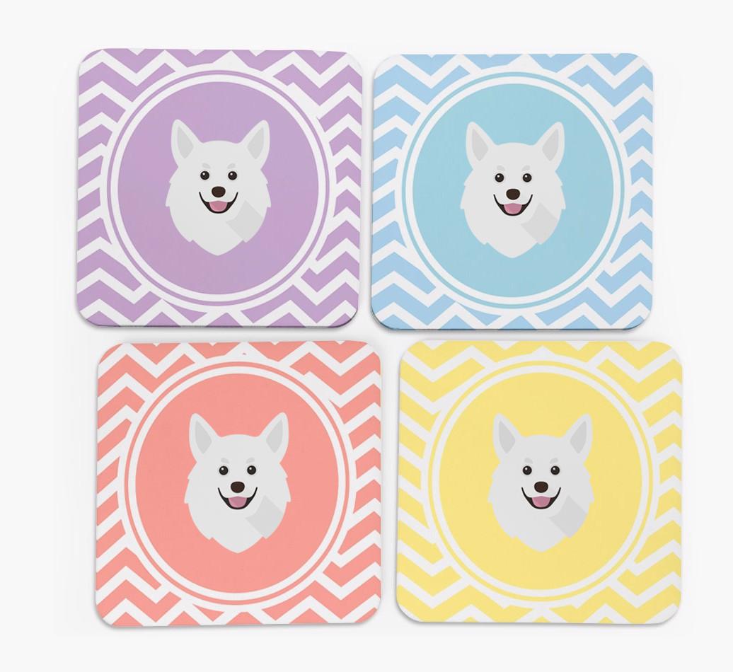 Zig Zag Design with {breedFullName} Icon Coasters - Set of 4