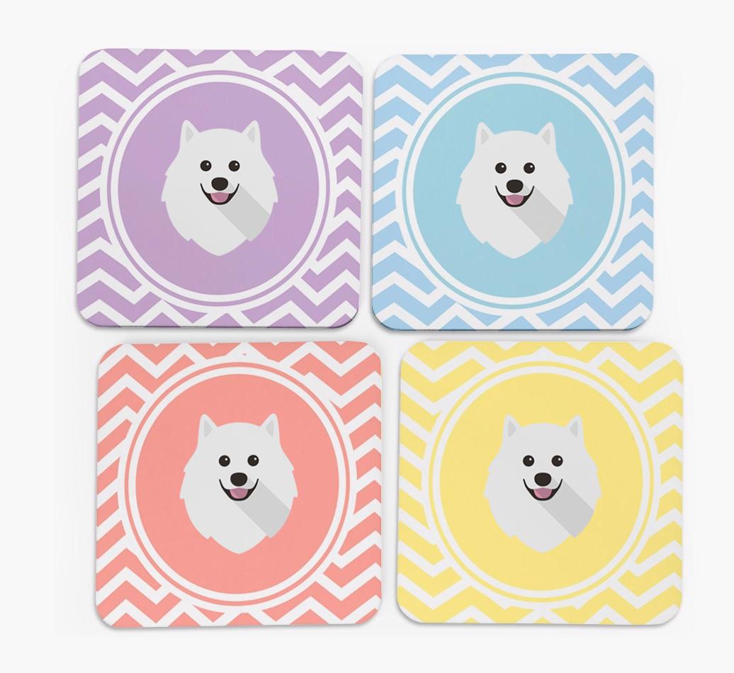 Zig Zag Design with {breedFullName} Icon Coasters - Set of 4