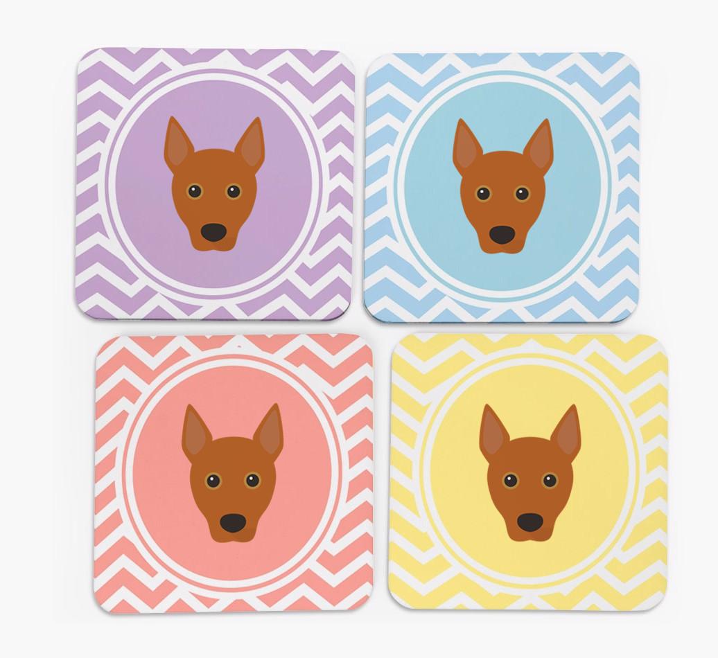 Zig Zag Design with {breedFullName} Icon Coasters - Set of 4