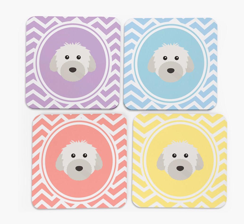 Zig Zag Design with {breedFullName} Icon Coasters - Set of 4