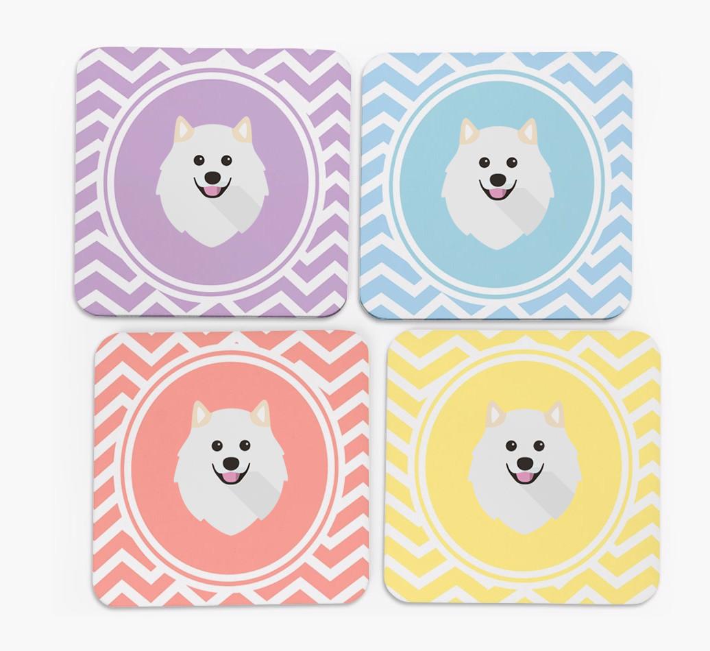 Zig Zag Design with {breedFullName} Icon Coasters - Set of 4