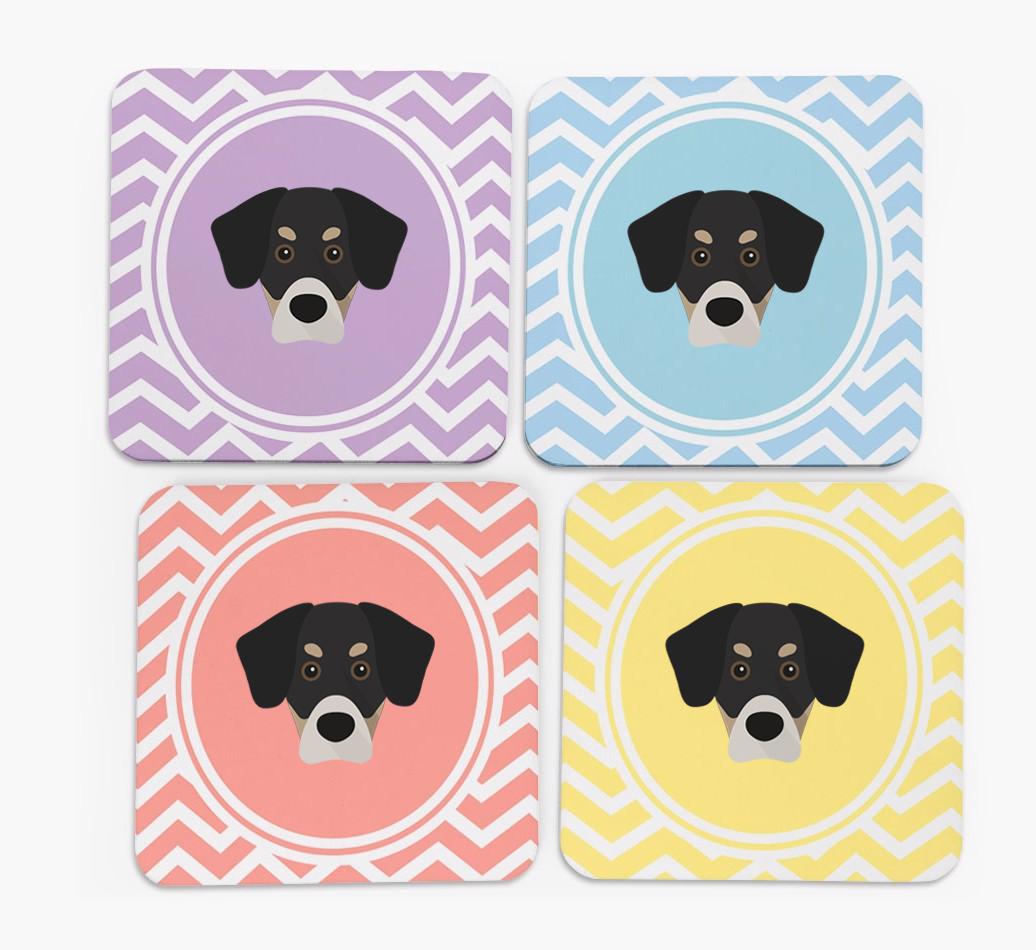 Zig Zag Design with {breedFullName} Icon Coasters - Set of 4