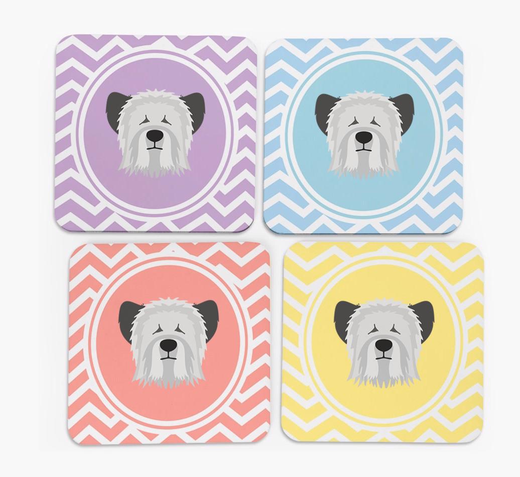 Zig Zag Design with {breedFullName} Icon Coasters - Set of 4