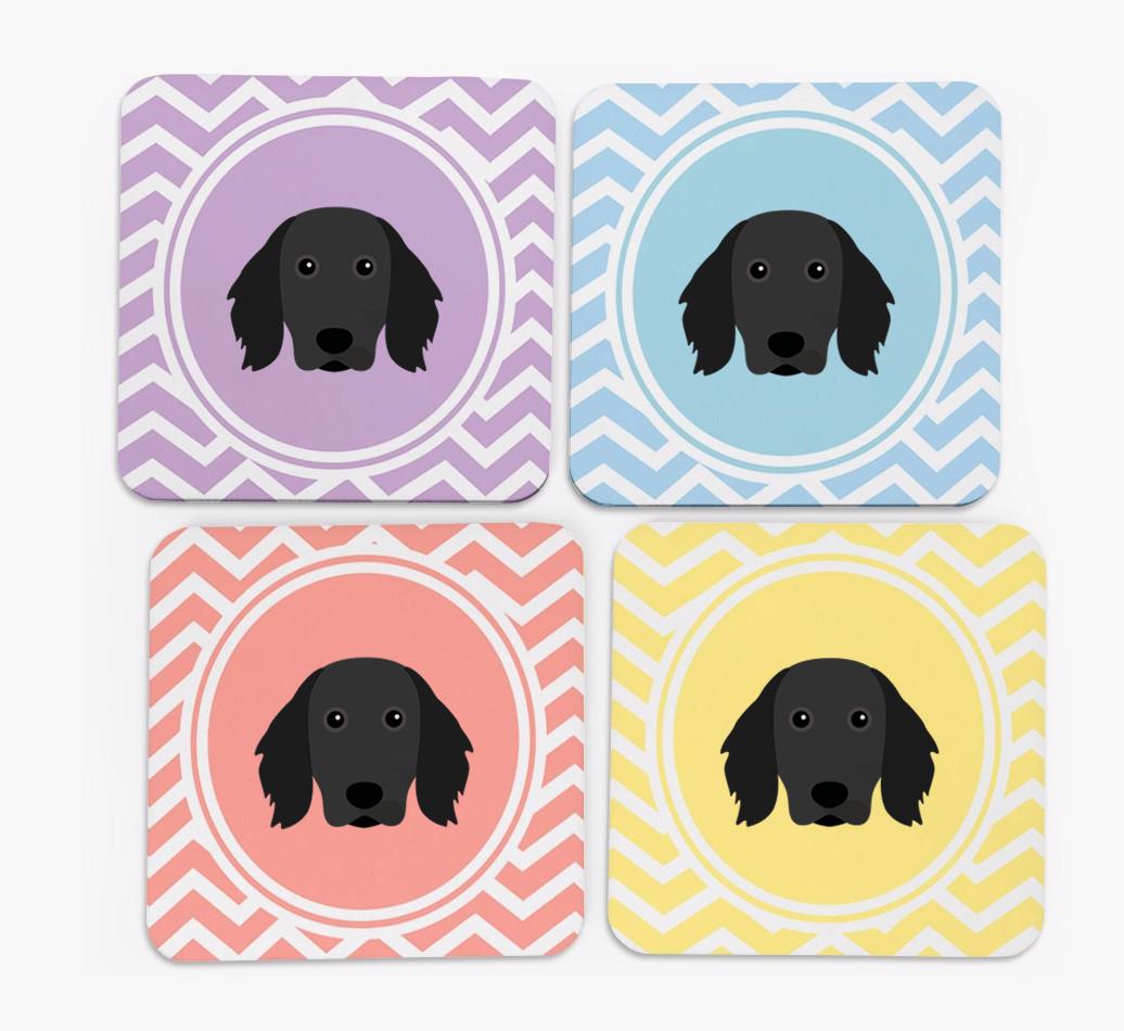 Zig Zag Design with {breedFullName} Icon Coasters - Set of 4