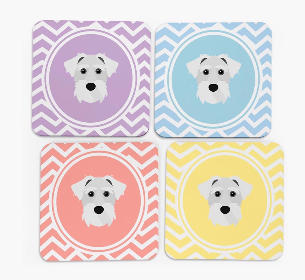 Zig Zag Design with {breedFullName} Icon Coasters - Set of 4