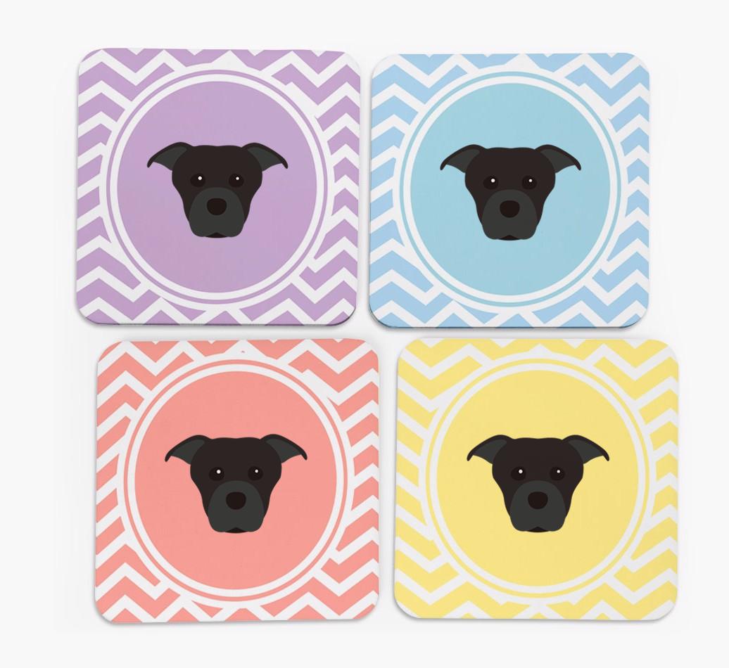Zig Zag Design with {breedFullName} Icon Coasters - Set of 4