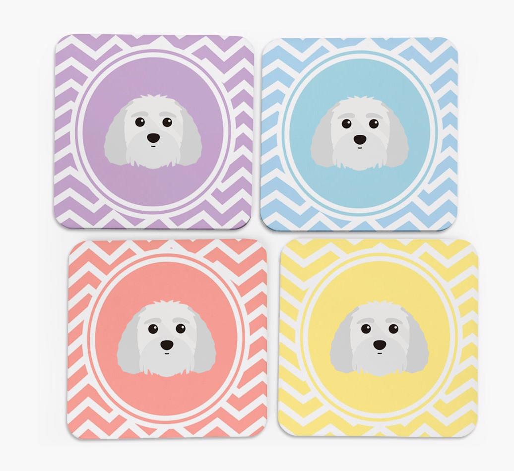 Zig Zag Design with {breedFullName} Icon Coasters - Set of 4
