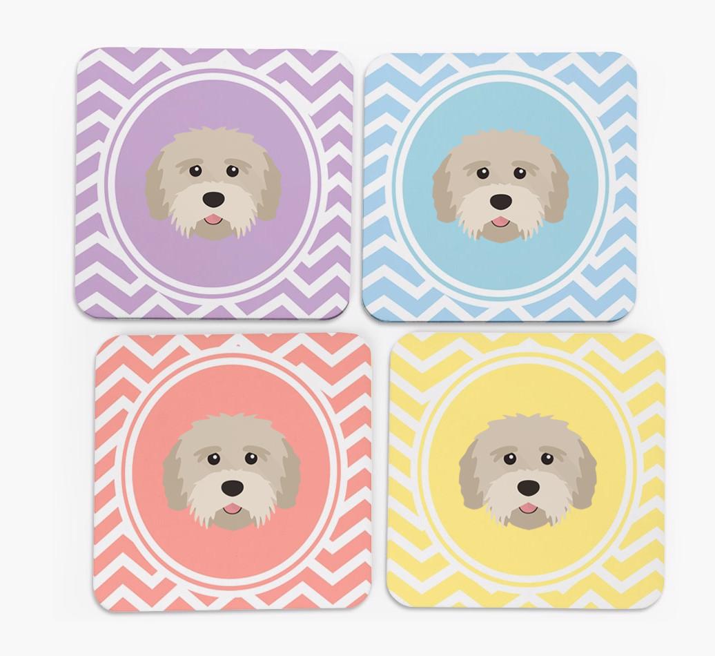 Zig Zag Design with {breedFullName} Icon Coasters - Set of 4