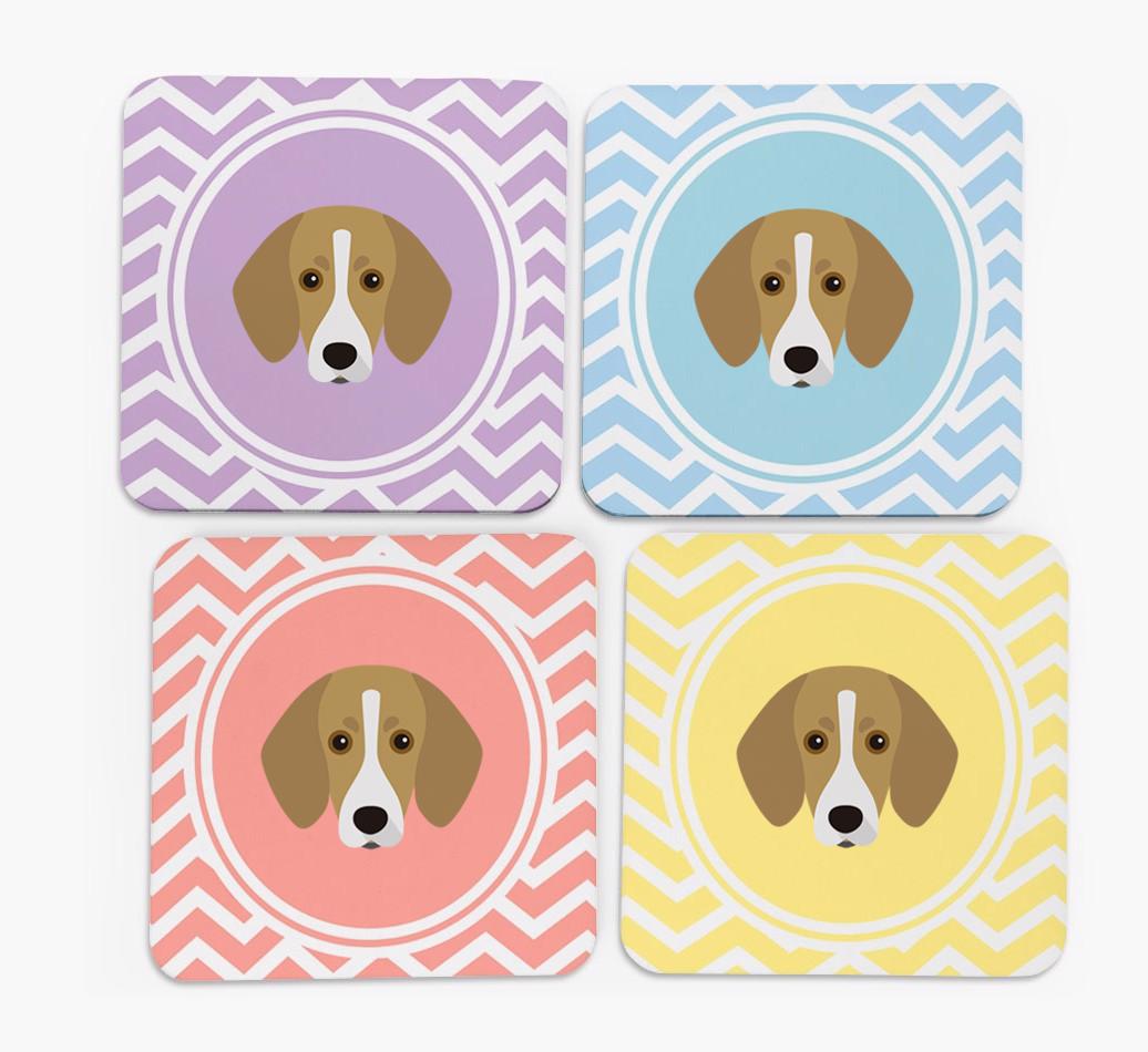 Zig Zag Design with {breedFullName} Icon Coasters - Set of 4