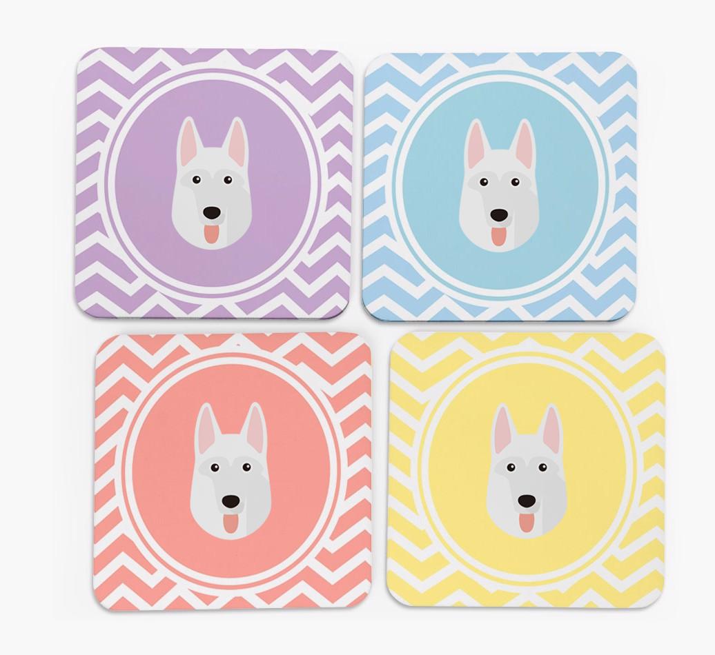 Zig Zag Design with {breedFullName} Icon Coasters - Set of 4
