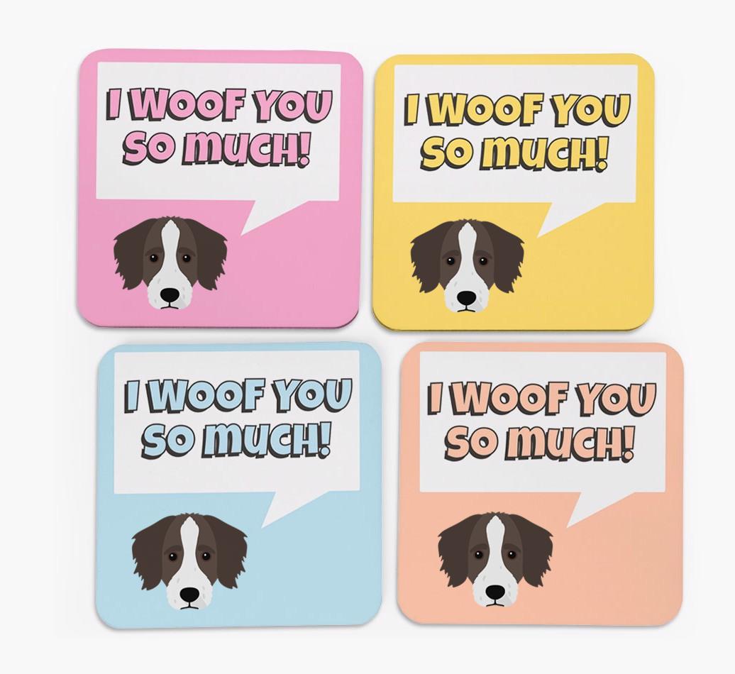 'I Woof You So Much' Design with {breedFullName} Icon Coasters - Set of 4