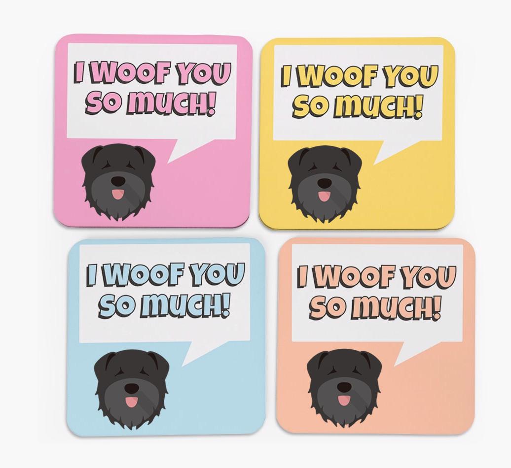'I Woof You So Much' Design with {breedFullName} Icon Coasters - Set of 4