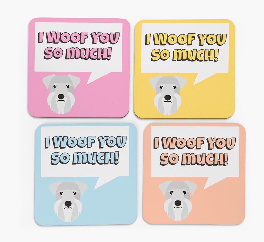 'I Woof You So Much' Design with {breedFullName} Icon Coasters - Set of 4