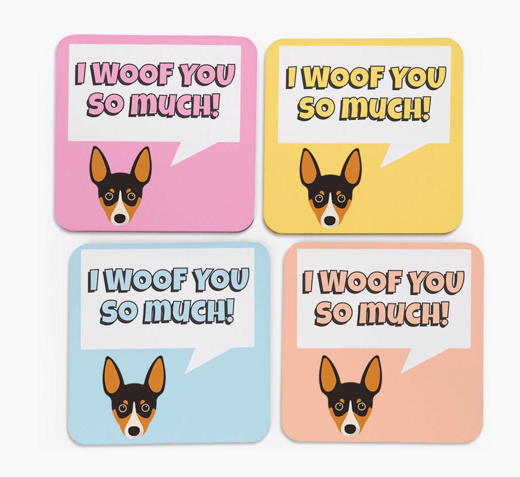 'I Woof You So Much' Design with {breedFullName} Icon Coasters - Set of 4