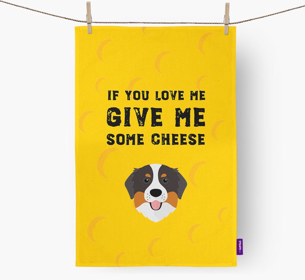 'Give Me Some Cheese' Tea Towel with {breedFullName} Icon