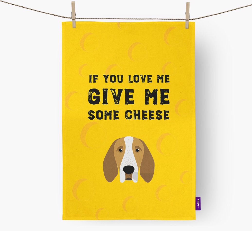 'Give Me Some Cheese' Tea Towel with {breedFullName} Icon