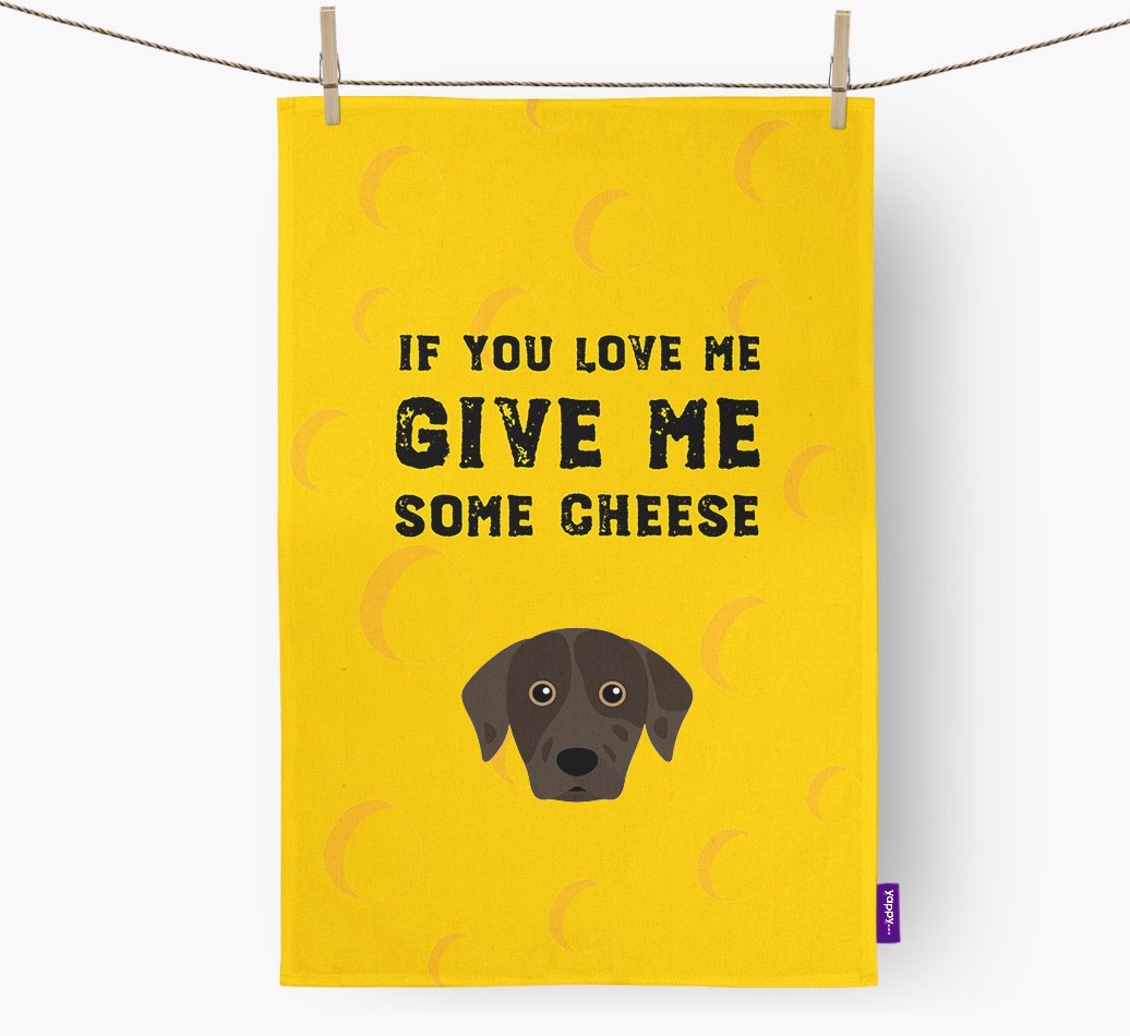 'Give Me Some Cheese' Tea Towel with {breedFullName} Icon