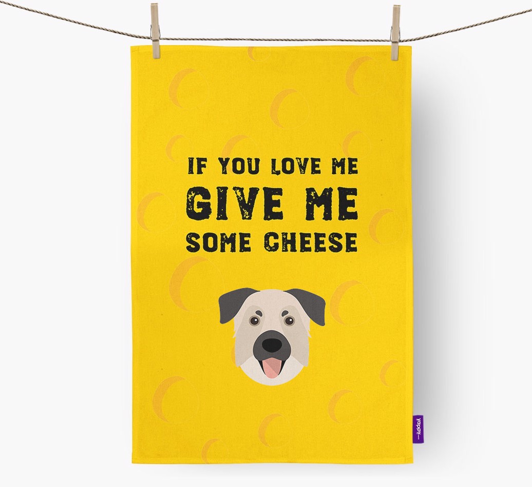 'Give Me Some Cheese' Tea Towel with {breedFullName} Icon