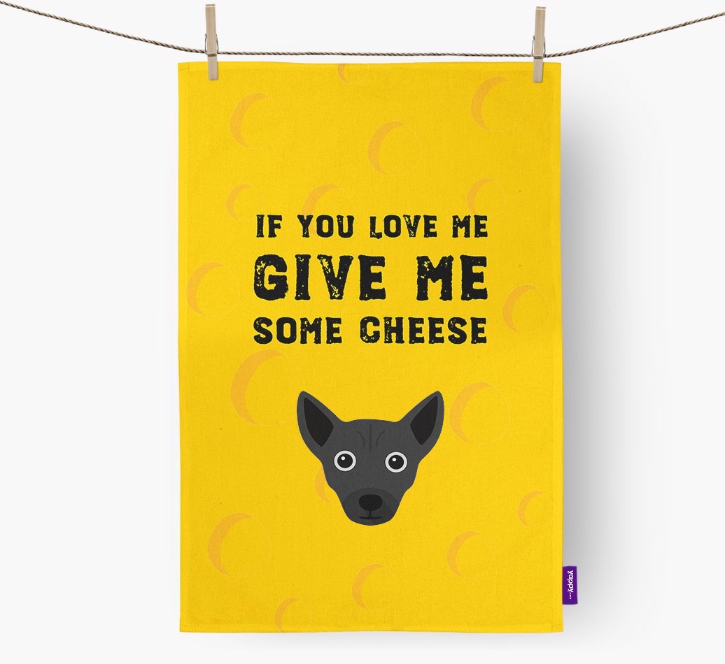 'Give Me Some Cheese' Tea Towel with {breedFullName} Icon