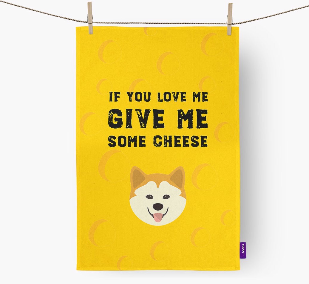 'Give Me Some Cheese' Tea Towel with {breedFullName} Icon