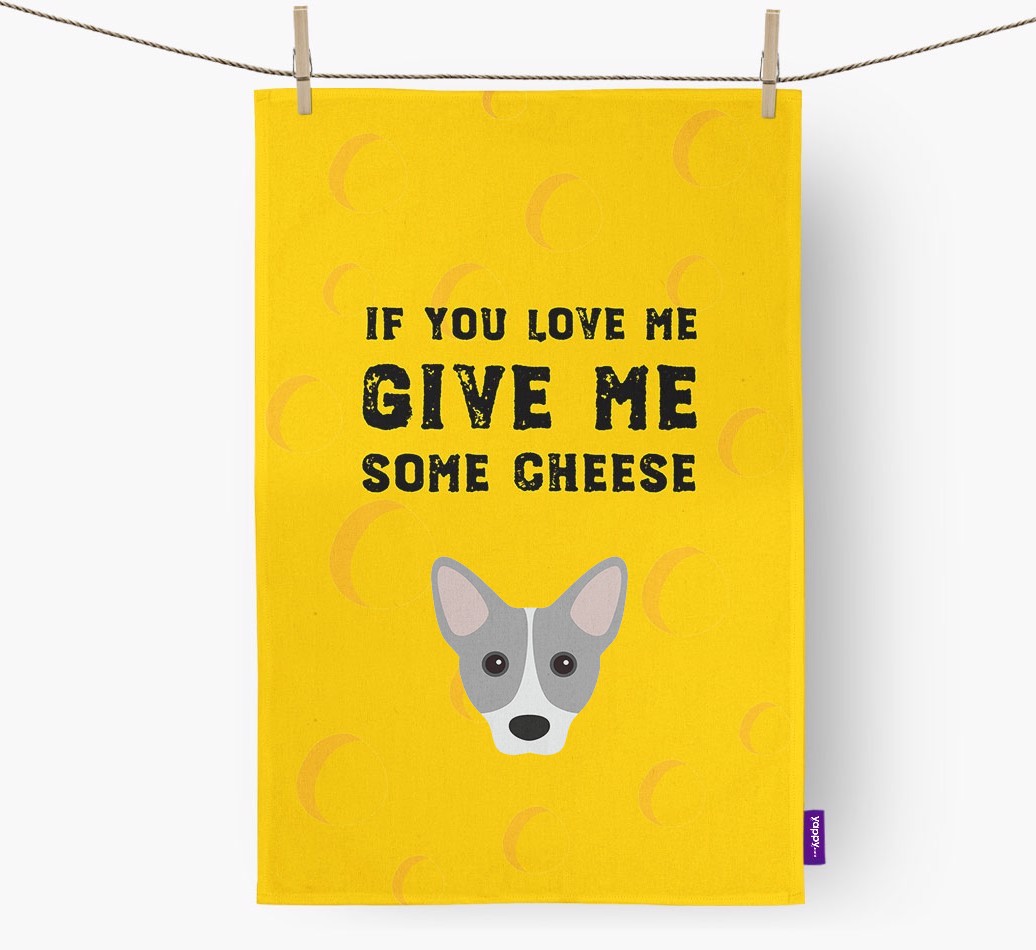 'Give Me Some Cheese' Tea Towel with {breedFullName} Icon