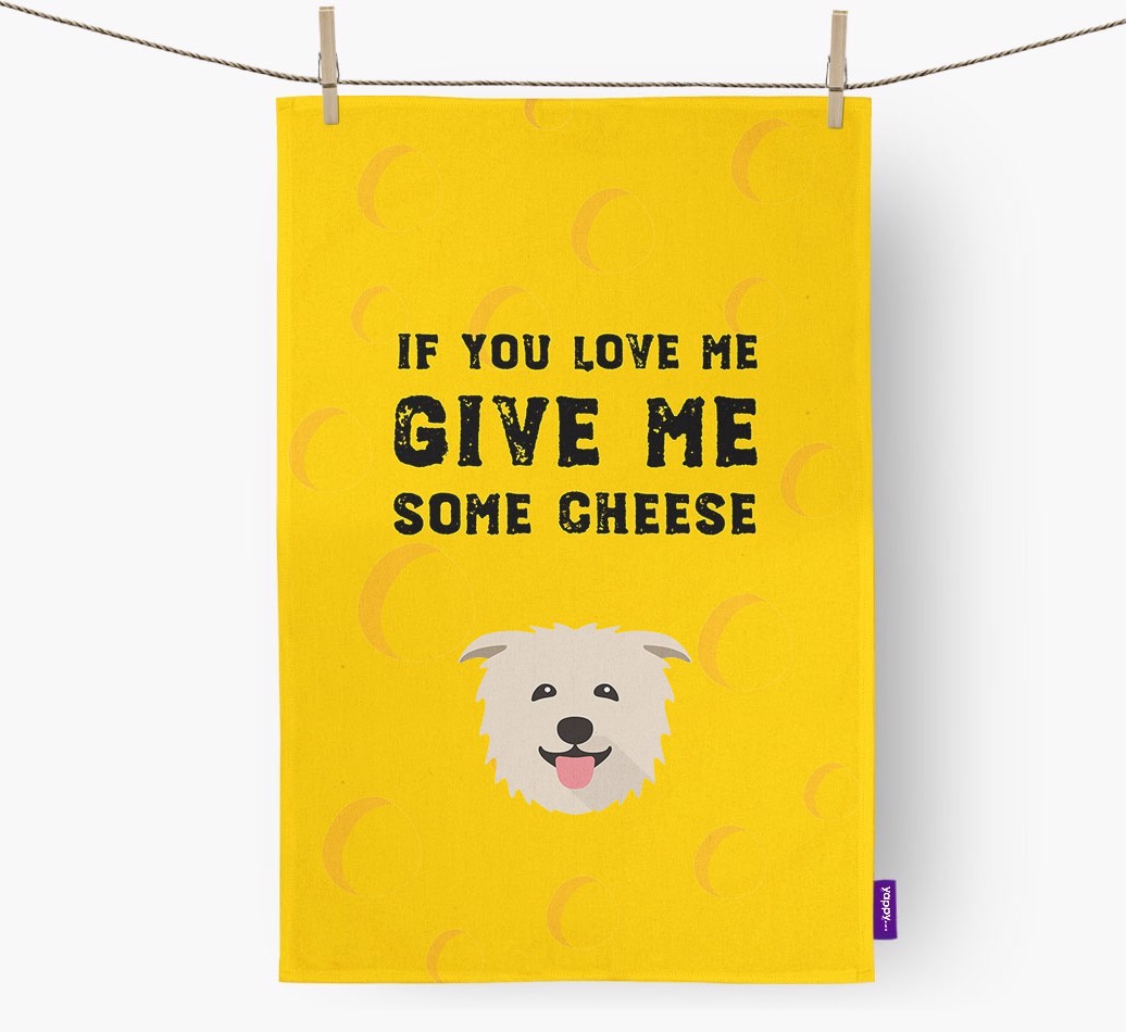 'Give Me Some Cheese' Tea Towel with {breedFullName} Icon