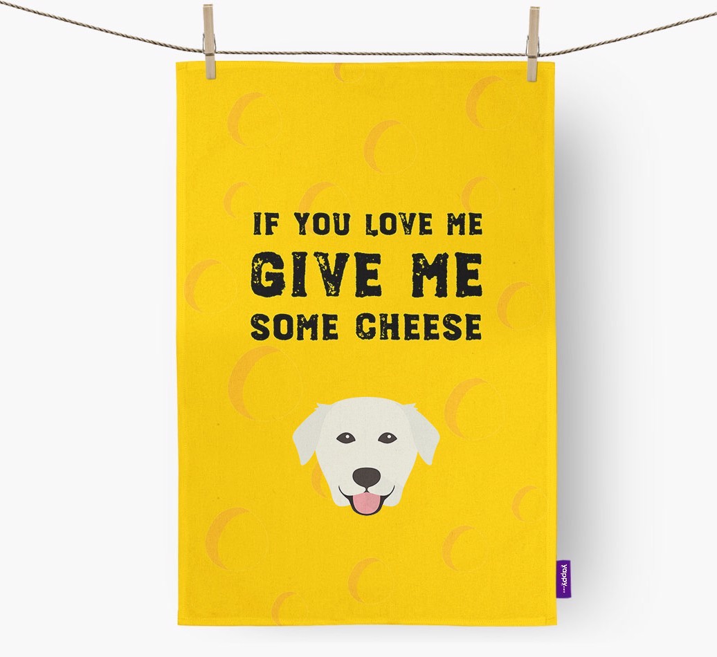'Give Me Some Cheese' Tea Towel with {breedFullName} Icon