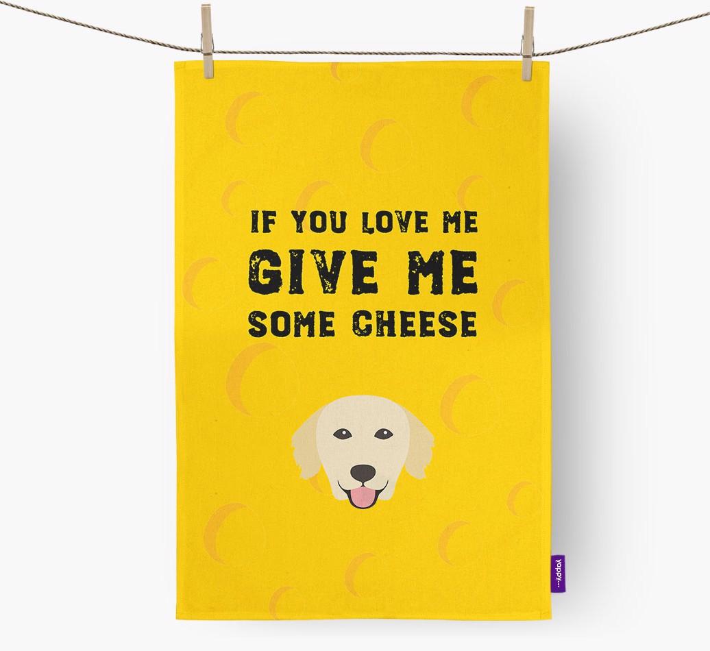 'Give Me Some Cheese' Dish Towel with {breedFullName} Icon