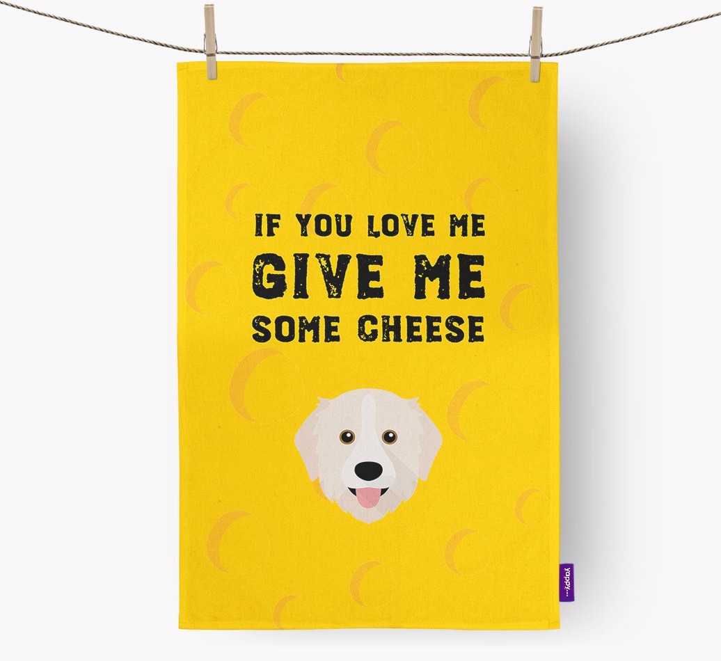 'Give Me Some Cheese' Tea Towel with {breedFullName} Icon