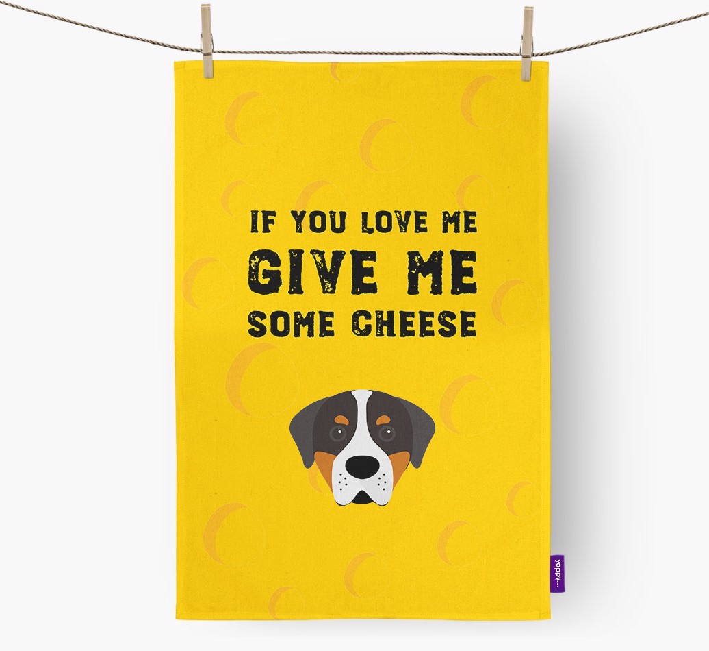 'Give Me Some Cheese' Tea Towel with {breedFullName} Icon