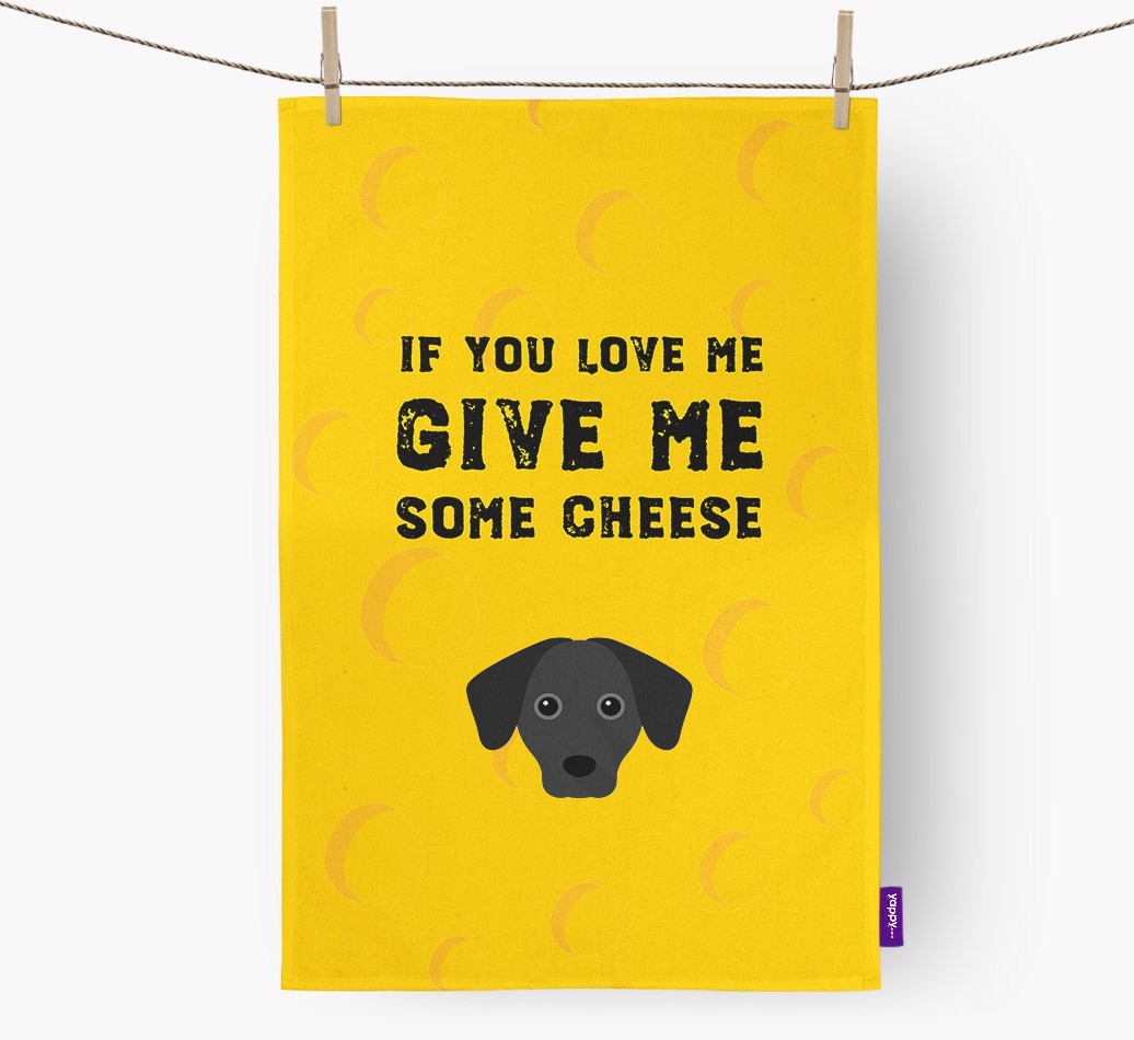 'Give Me Some Cheese' Tea Towel with {breedFullName} Icon