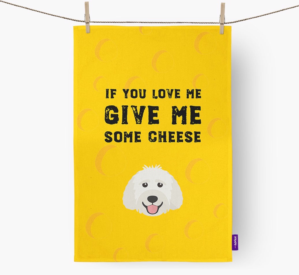 'Give Me Some Cheese' Tea Towel with {breedFullName} Icon