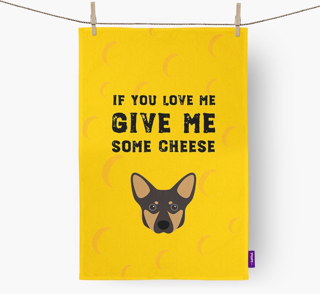 'Give Me Some Cheese' Tea Towel with {breedFullName} Icon