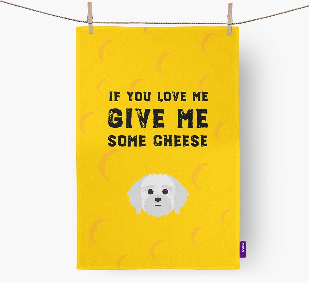'Give Me Some Cheese' Tea Towel with {breedFullName} Icon