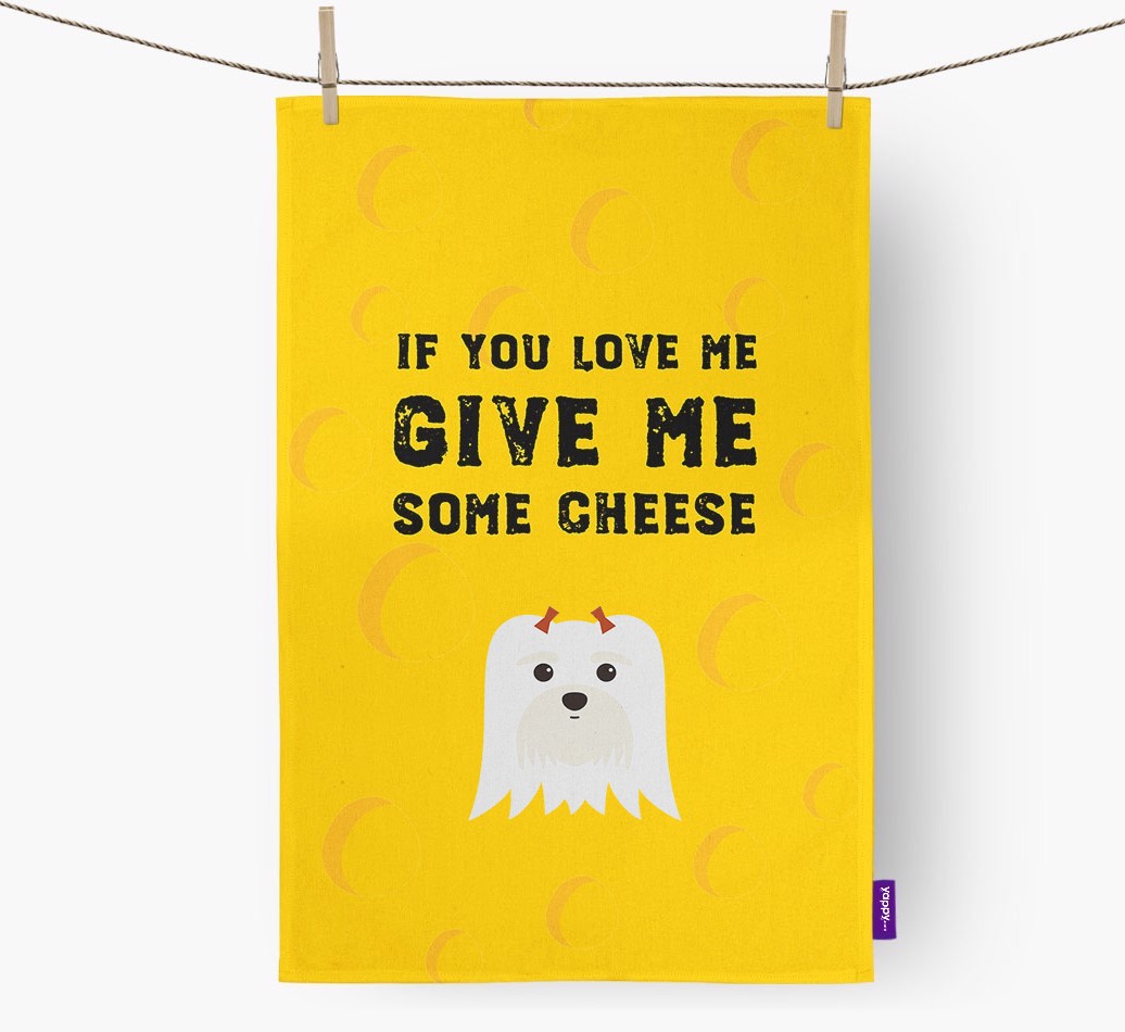 'Give Me Some Cheese' Tea Towel with {breedFullName} Icon