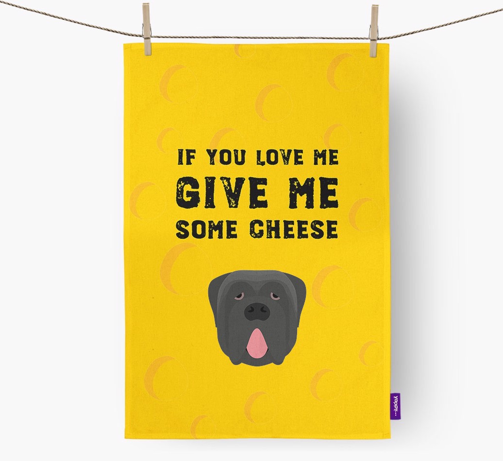 'Give Me Some Cheese' Tea Towel with {breedFullName} Icon