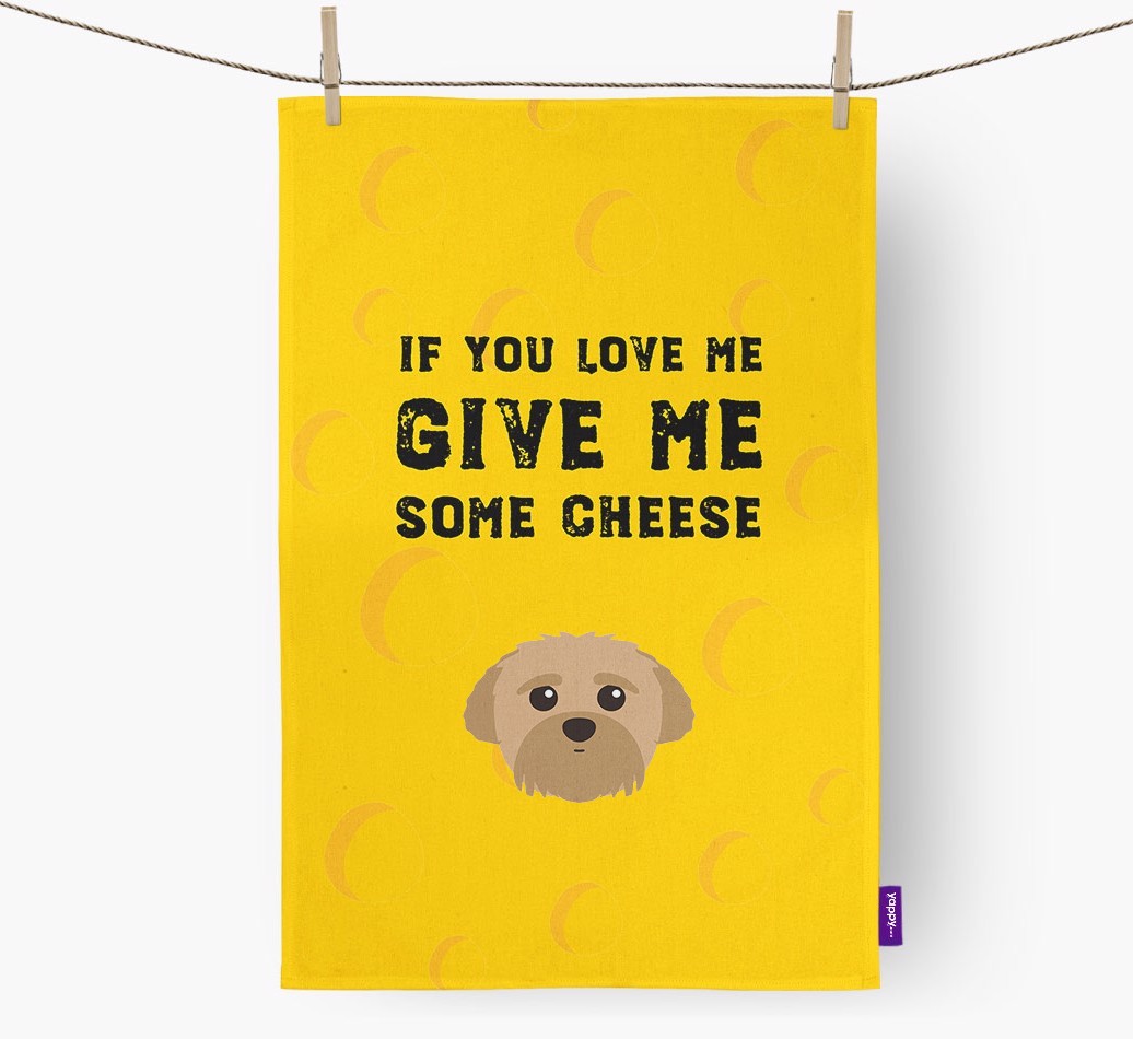 'Give Me Some Cheese' Tea Towel with {breedFullName} Icon