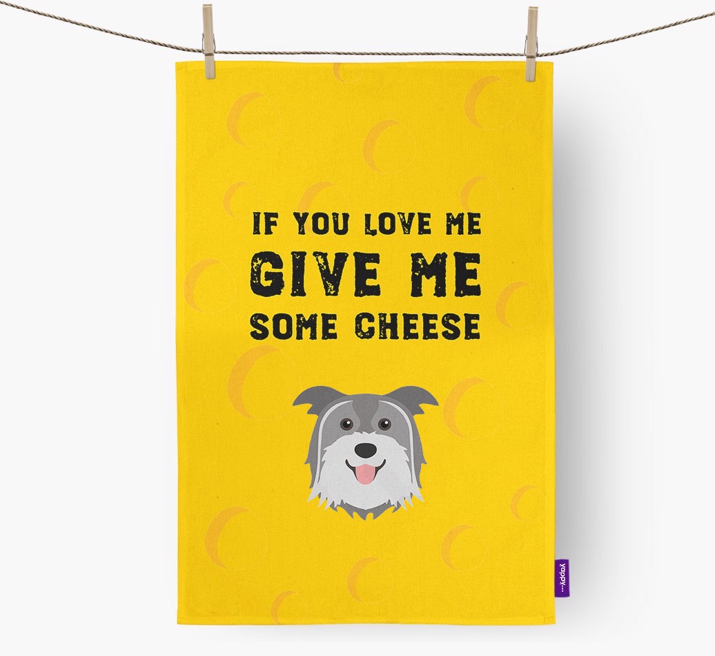 'Give Me Some Cheese' Tea Towel with {breedFullName} Icon
