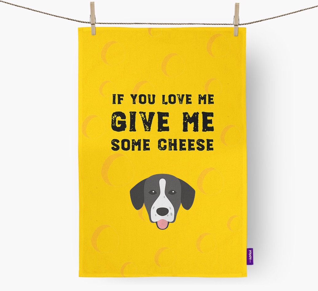 'Give Me Some Cheese' Tea Towel with {breedFullName} Icon