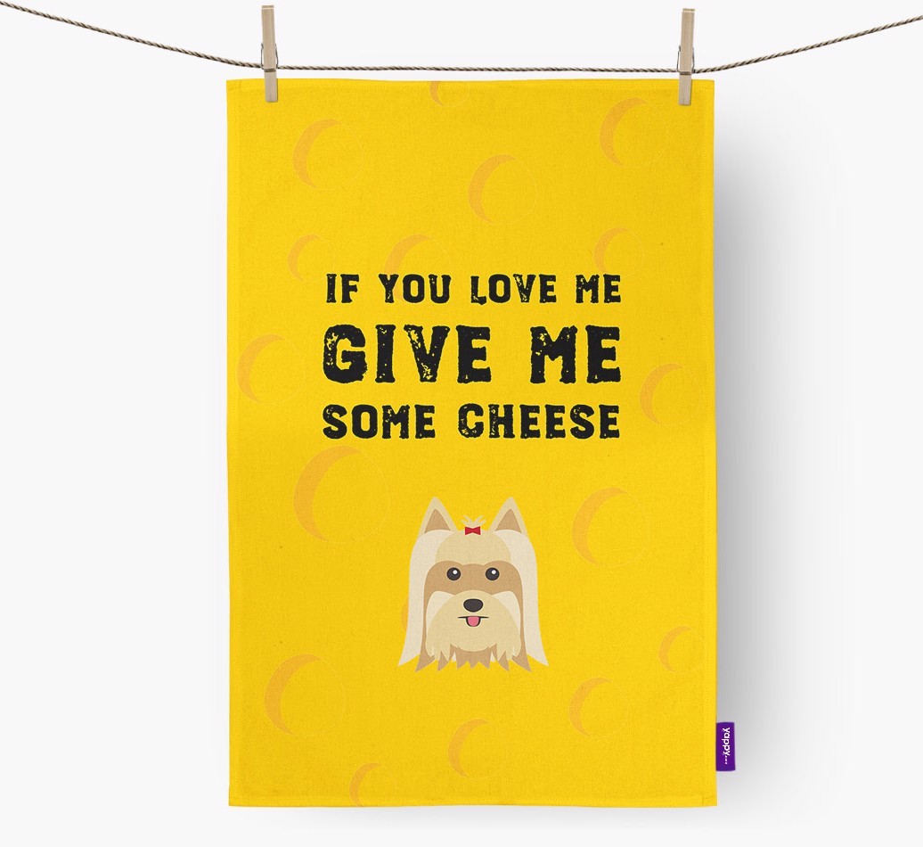 'Give Me Some Cheese' Tea Towel with {breedFullName} Icon