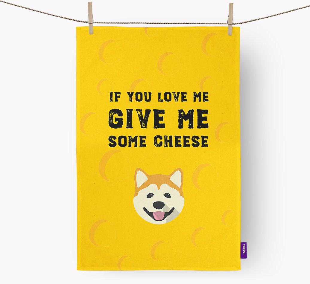 'Give Me Some Cheese' Dish Towel with {breedFullName} Icon