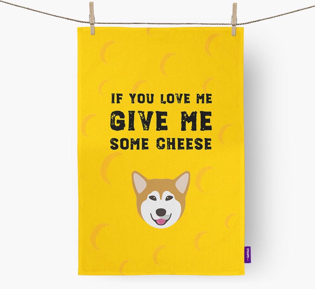 'Give Me Some Cheese' Dish Towel with {breedFullName} Icon