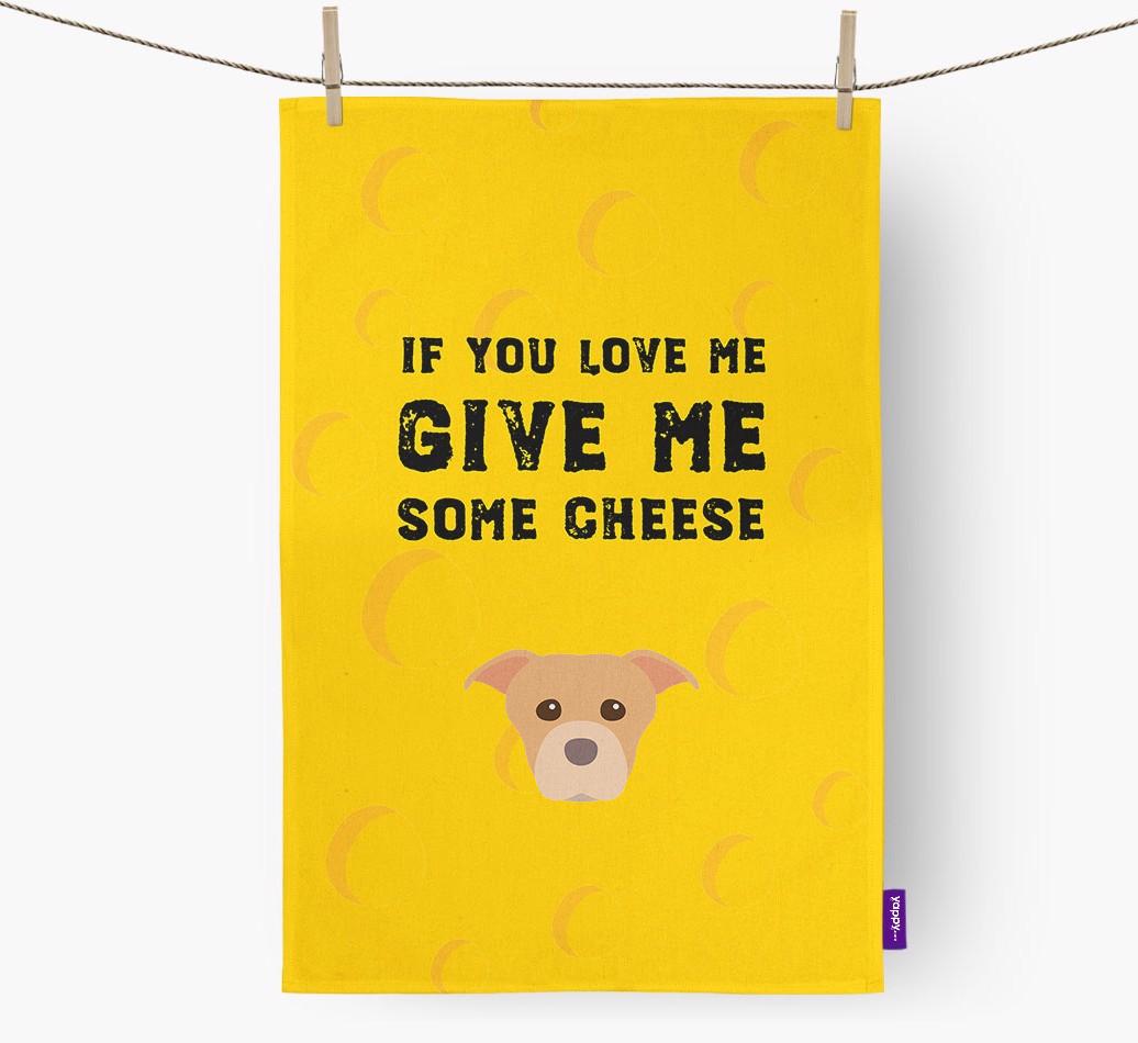 'Give Me Some Cheese' Dish Towel with {breedFullName} Icon