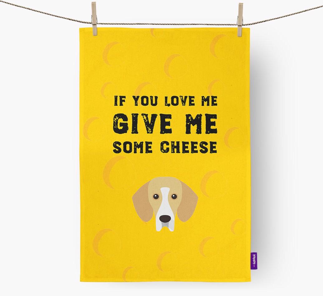 'Give Me Some Cheese' Dish Towel with {breedFullName} Icon